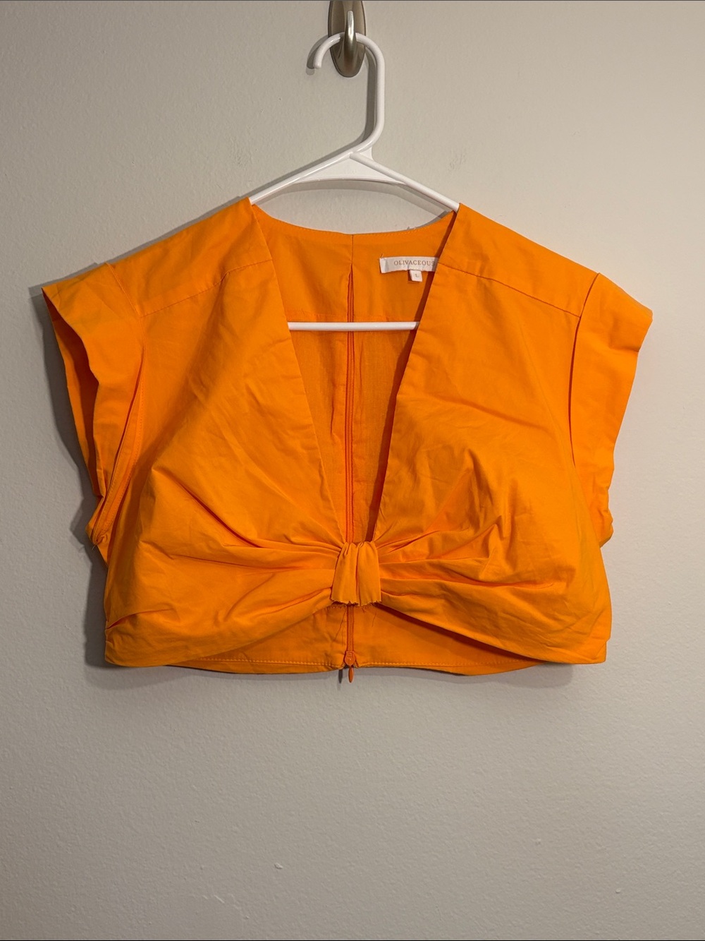 Olivaceous Knot-Front Crop Top in Orange